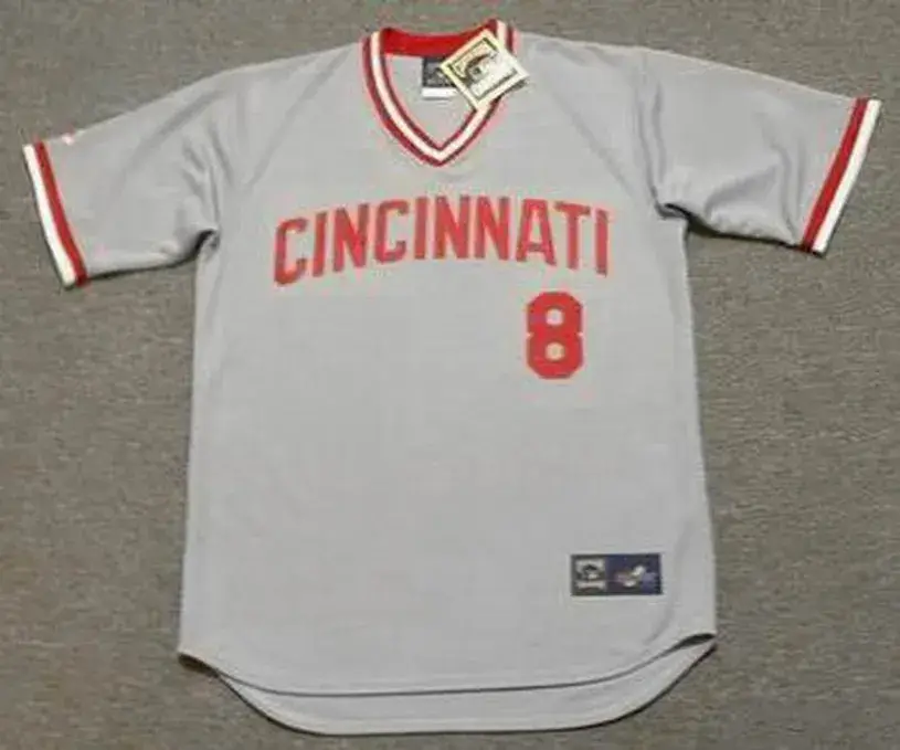 JOE MORGAN Cincinnati Reds 1975 Majestic Cooperstown Away Baseball Jersey