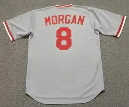 JOE MORGAN Cincinnati Reds 1975 Majestic Cooperstown Away Baseball Jersey 