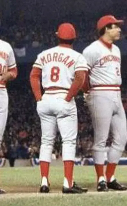 JOE MORGAN Cincinnati Reds 1975 Majestic Cooperstown Away Baseball Jersey 
