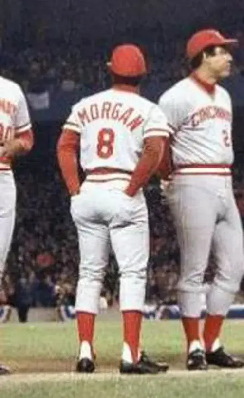 JOE MORGAN Cincinnati Reds 1975 Majestic Cooperstown Away Baseball Jersey 