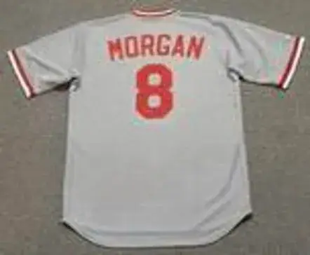 JOE MORGAN Cincinnati Reds 1975 Majestic Cooperstown Away Baseball Jersey 