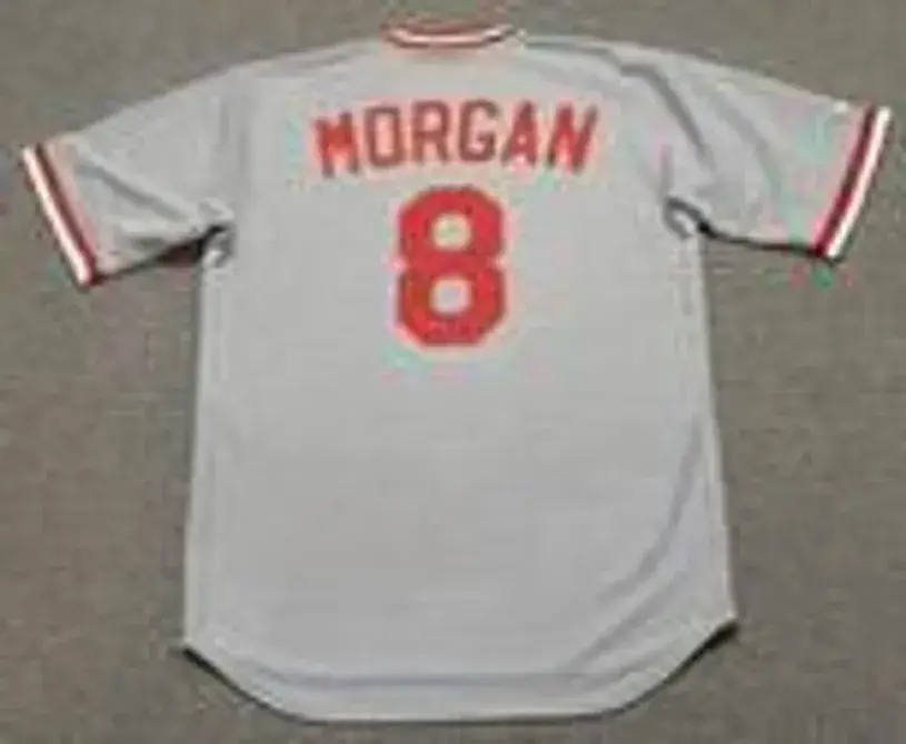 JOE MORGAN Cincinnati Reds 1975 Majestic Cooperstown Away Baseball Jersey 