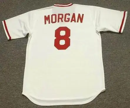 JOE MORGAN Cincinnati Reds 1975 Majestic Cooperstown Home Baseball Jersey 