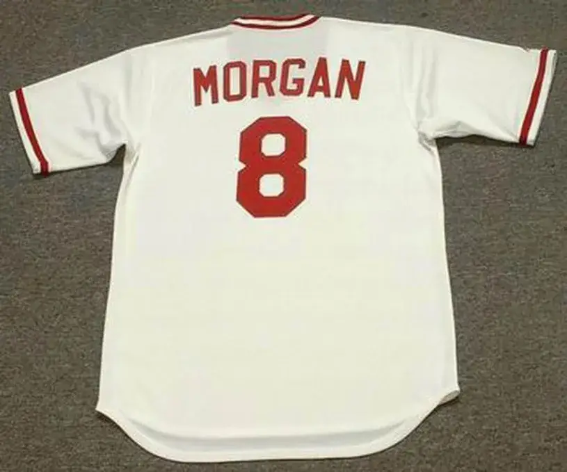JOE MORGAN Cincinnati Reds 1975 Majestic Cooperstown Home Baseball Jersey 