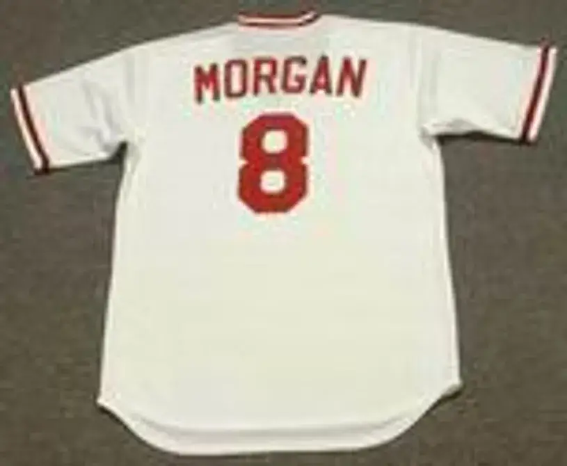JOE MORGAN Cincinnati Reds 1975 Majestic Cooperstown Home Baseball Jersey 