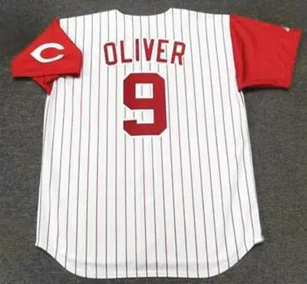 JOE OLIVER Cincinnati Reds 1993 Majestic Throwback Home Baseball Jersey 
