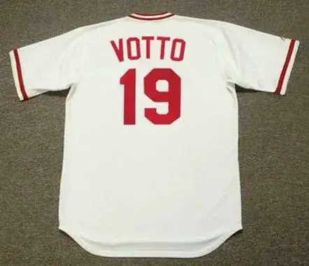 JOEY VOTTO Cincinnati Reds 1975 Home Majestic Baseball Throwback Jersey 