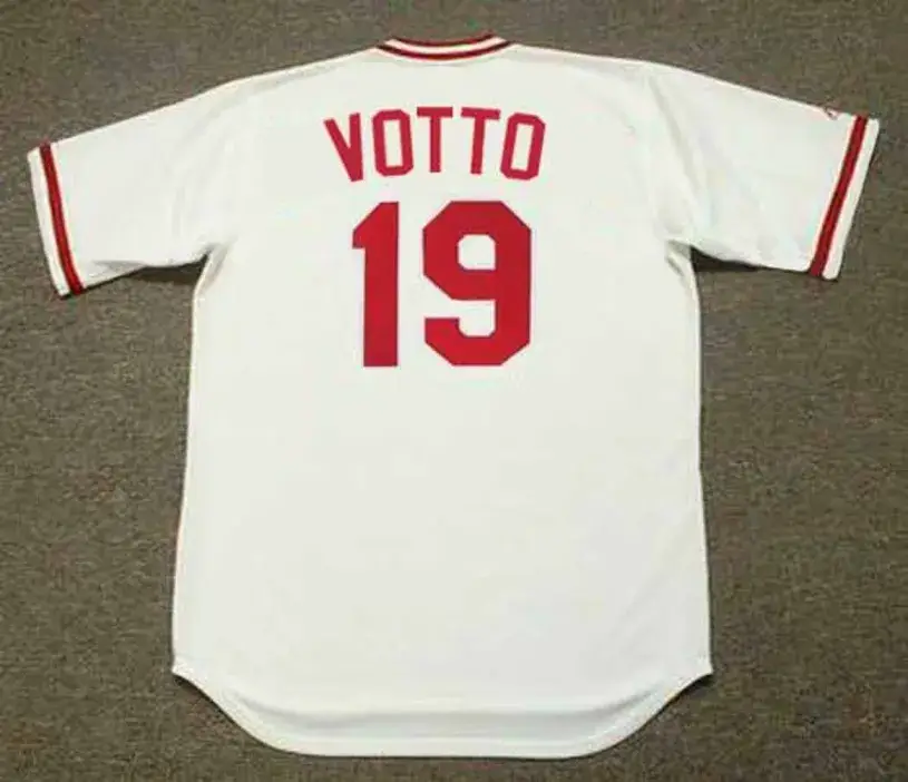 JOEY VOTTO Cincinnati Reds 1975 Home Majestic Baseball Throwback Jersey 