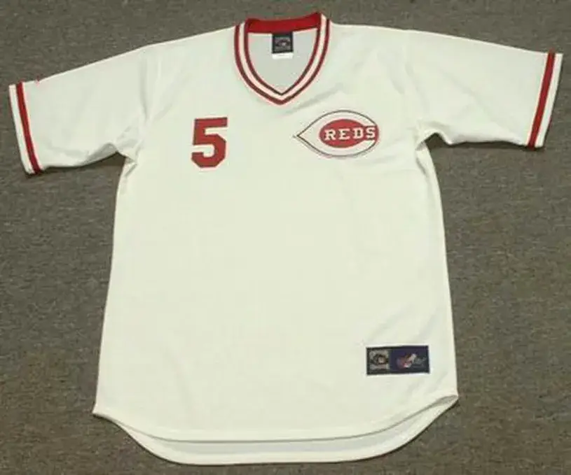 JOHNNY BENCH Cincinnati Reds 1975 Majestic Cooperstown Home Baseball Jersey