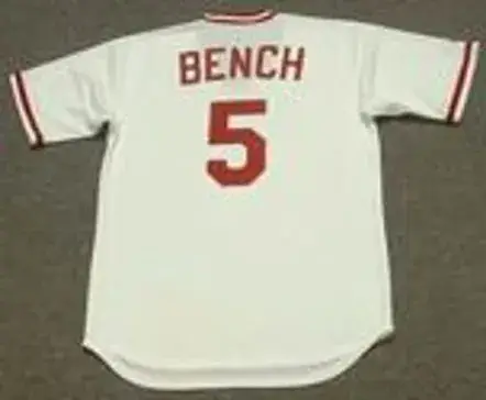 JOHNNY BENCH Cincinnati Reds 1975 Majestic Cooperstown Home Baseball Jersey 