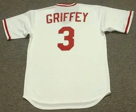 KEN GRIFFEY JR. Cincinnati Reds 1970’s Home Majestic Throwback Baseball Jersey 