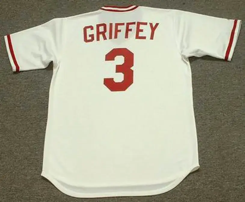 KEN GRIFFEY JR. Cincinnati Reds 1970’s Home Majestic Throwback Baseball Jersey 