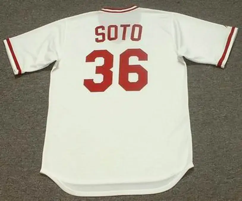MARIO SOTO Cincinnati Reds 1984 Majestic Cooperstown Home Baseball Jersey 