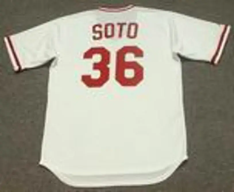 MARIO SOTO Cincinnati Reds 1984 Majestic Cooperstown Home Baseball Jersey 
