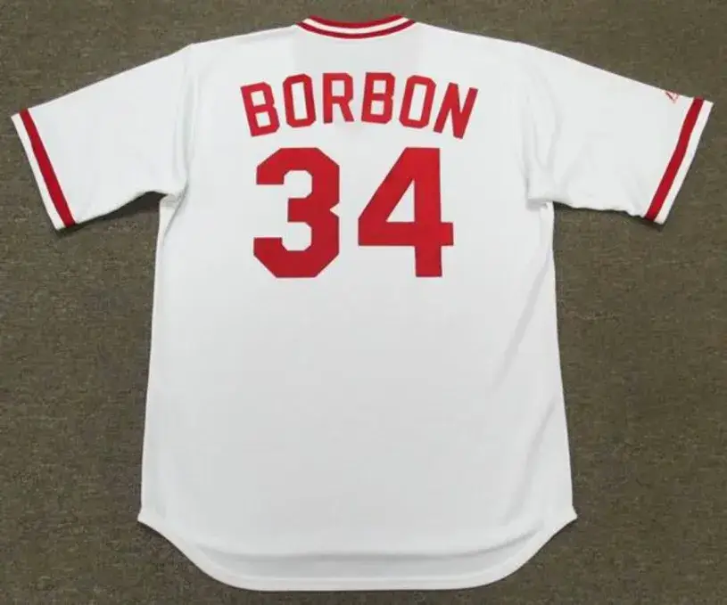 PEDRO BORBON Cincinnati Reds 1975 Majestic Cooperstown Throwback Baseball Jersey 