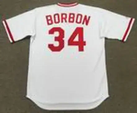 PEDRO BORBON Cincinnati Reds 1975 Majestic Cooperstown Throwback Baseball Jersey 