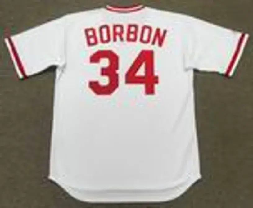 PEDRO BORBON Cincinnati Reds 1975 Majestic Cooperstown Throwback Baseball Jersey 