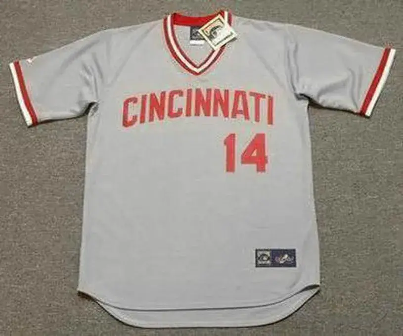 PETE ROSE Cincinnati Reds 1975 Away Majestic Throwback Baseball Jersey