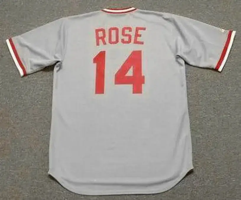 PETE ROSE Cincinnati Reds 1975 Away Majestic Throwback Baseball Jersey 