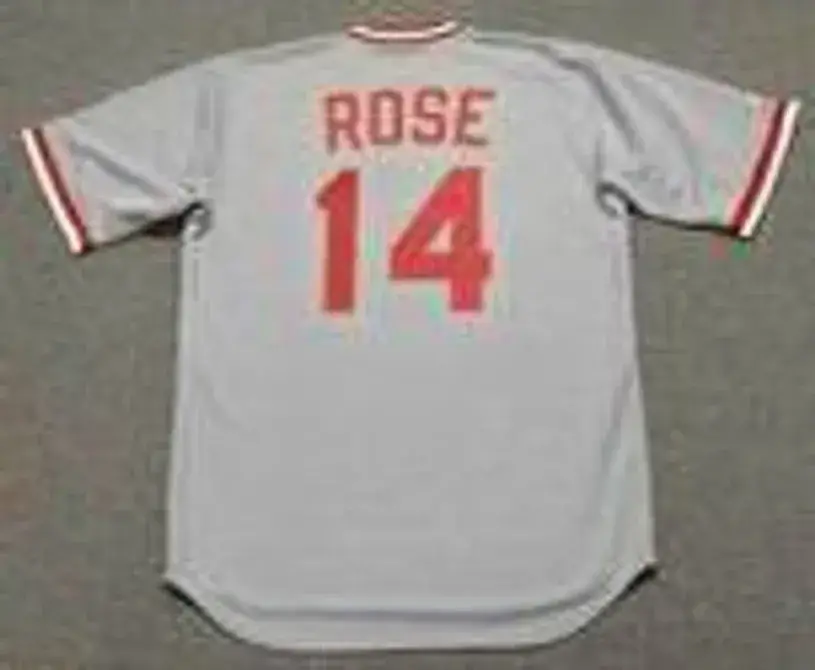 PETE ROSE Cincinnati Reds 1975 Away Majestic Throwback Baseball Jersey 