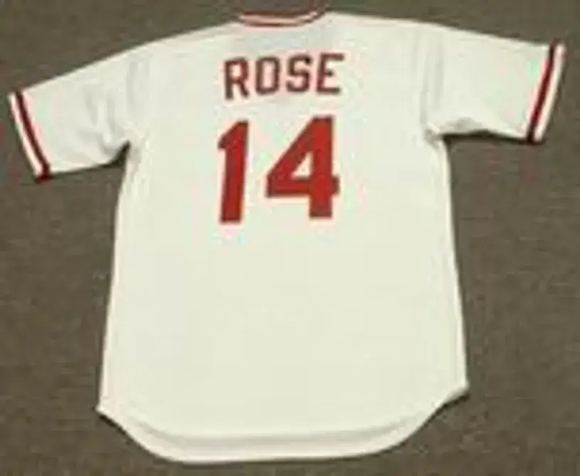 PETE ROSE Cincinnati Reds 1975 Home Majestic Baseball Throwback Jersey 
