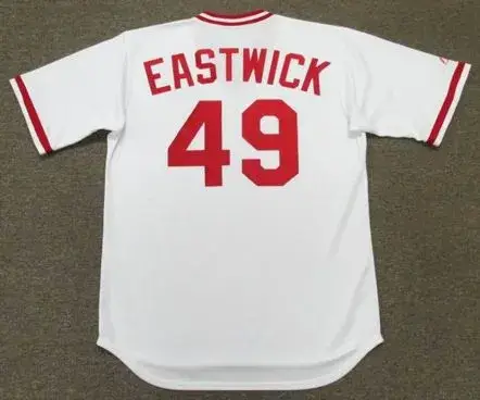 RAWLY EASTWICK Cincinnati Reds 1975 Majestic Cooperstown Home Baseball Jersey 