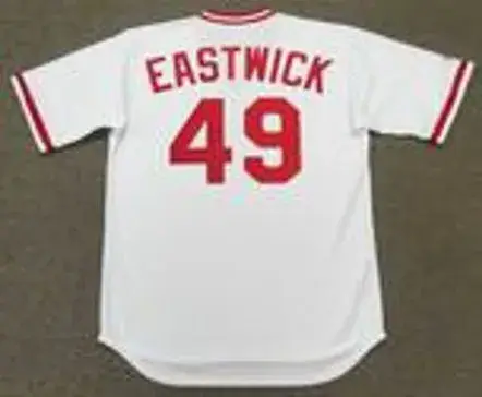 RAWLY EASTWICK Cincinnati Reds 1975 Majestic Cooperstown Home Baseball Jersey 