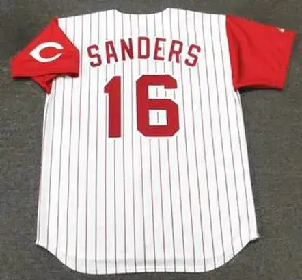 REGGIE SANDERS Cincinnati Reds 1995 Majestic Throwback Home Baseball Jersey 