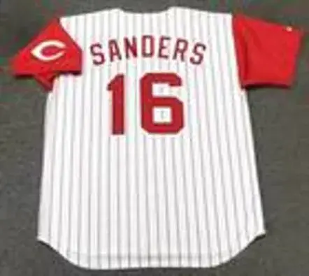 REGGIE SANDERS Cincinnati Reds 1995 Majestic Throwback Home Baseball Jersey 