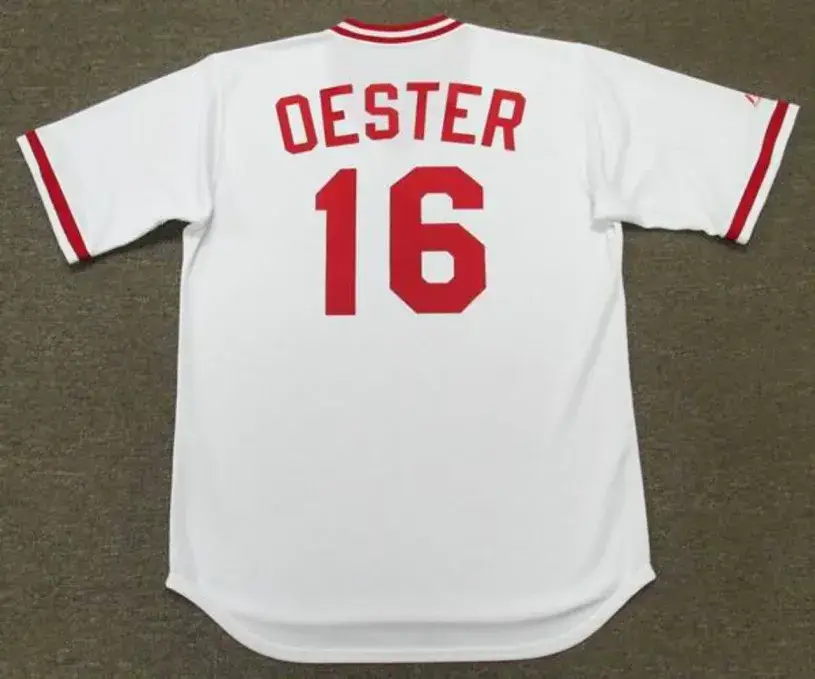 RON OESTER Cincinnati Reds 1982 Majestic Cooperstown Throwback Baseball Jersey 