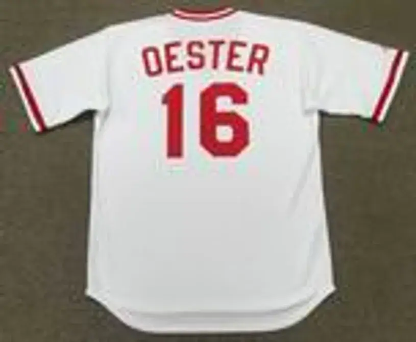 RON OESTER Cincinnati Reds 1982 Majestic Cooperstown Throwback Baseball Jersey 