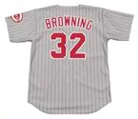 TOM BROWNING Cincinnati Reds 1993 Majestic Throwback Away Baseball Jersey 