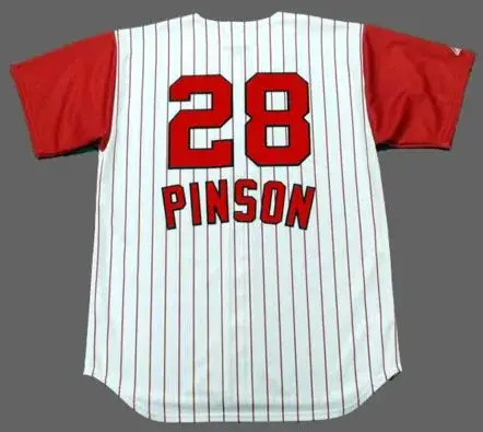 VADA PINSON Cincinnati Reds 1960’s Majestic Throwback Home Baseball Jersey 