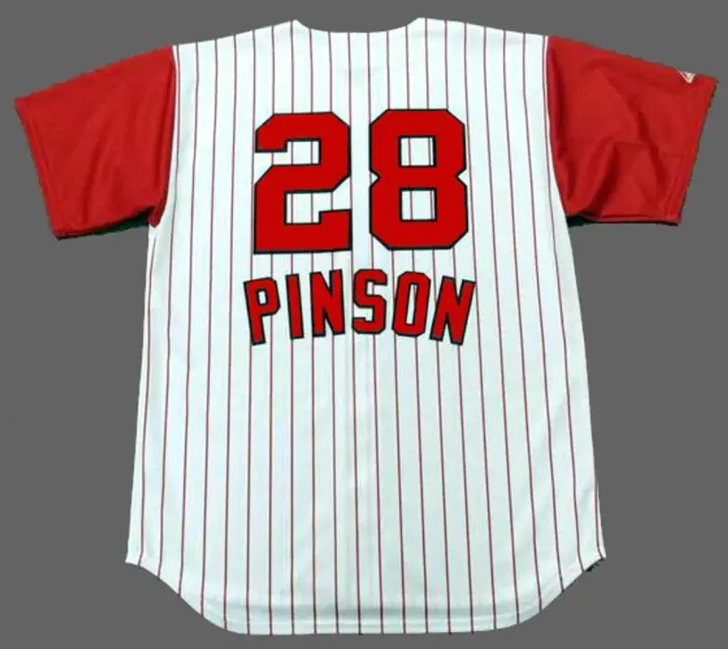 VADA PINSON Cincinnati Reds 1960’s Majestic Throwback Home Baseball Jersey 