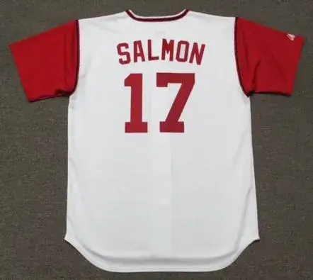 CHICO SALMON Cleveland Indians 1967 Majestic Cooperstown Home Baseball Jersey 