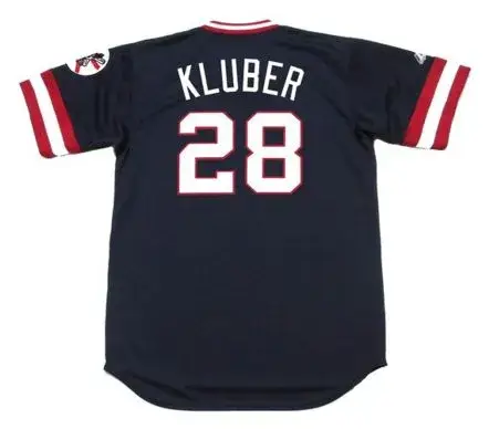 COREY KLUBER Cleveland Indians 1970’s Majestic Cooperstown Throwback Jersey 