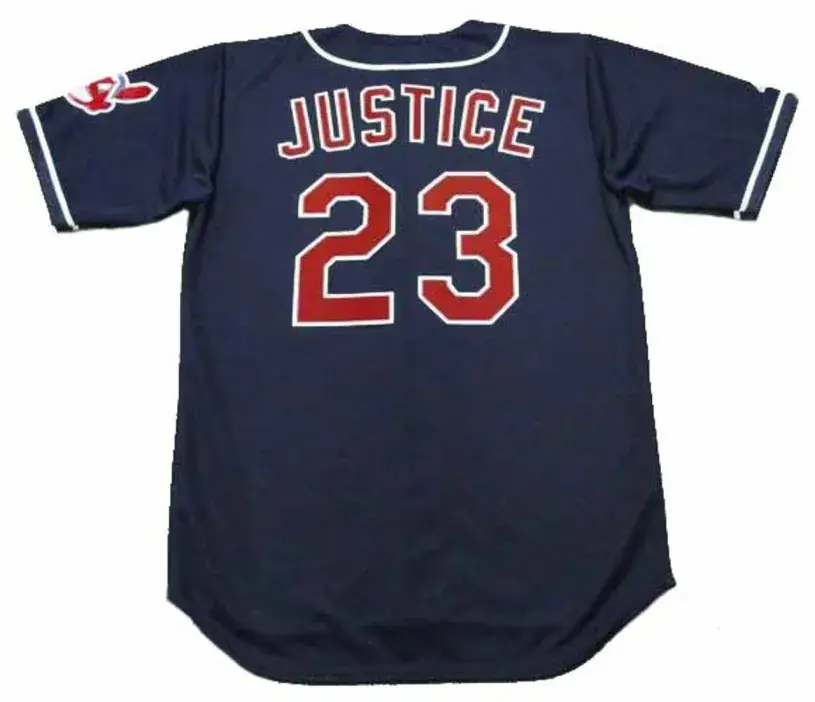 DAVID JUSTICE Cleveland Indians 1997 Majestic Throwback Alternate Baseball Jersey 