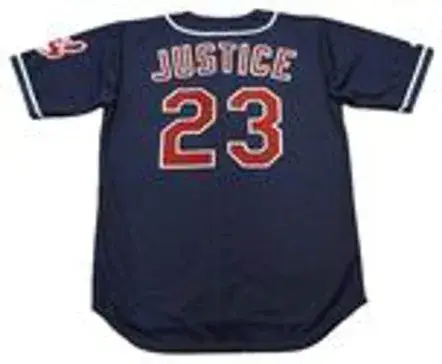 DAVID JUSTICE Cleveland Indians 1997 Majestic Throwback Alternate Baseball Jersey 