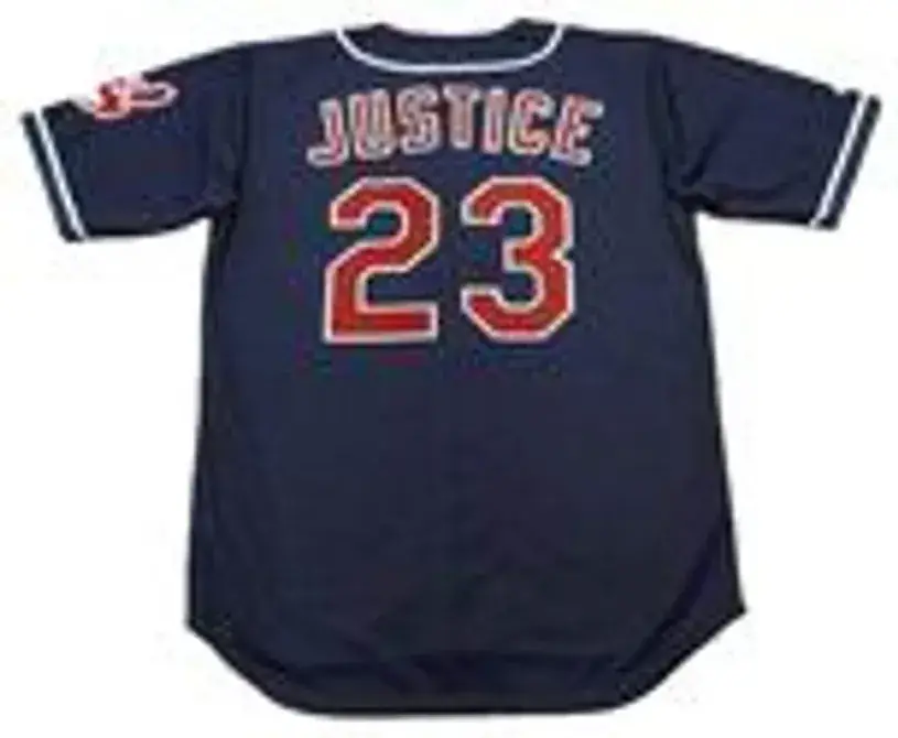DAVID JUSTICE Cleveland Indians 1997 Majestic Throwback Alternate Baseball Jersey 