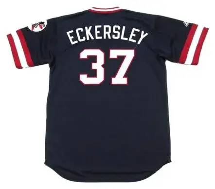 DENNIS ECKERSLEY Cleveland Indians 1977 Majestic Cooperstown Throwback Away Jersey 