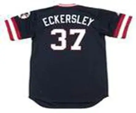 DENNIS ECKERSLEY Cleveland Indians 1977 Majestic Cooperstown Throwback Away Jersey 