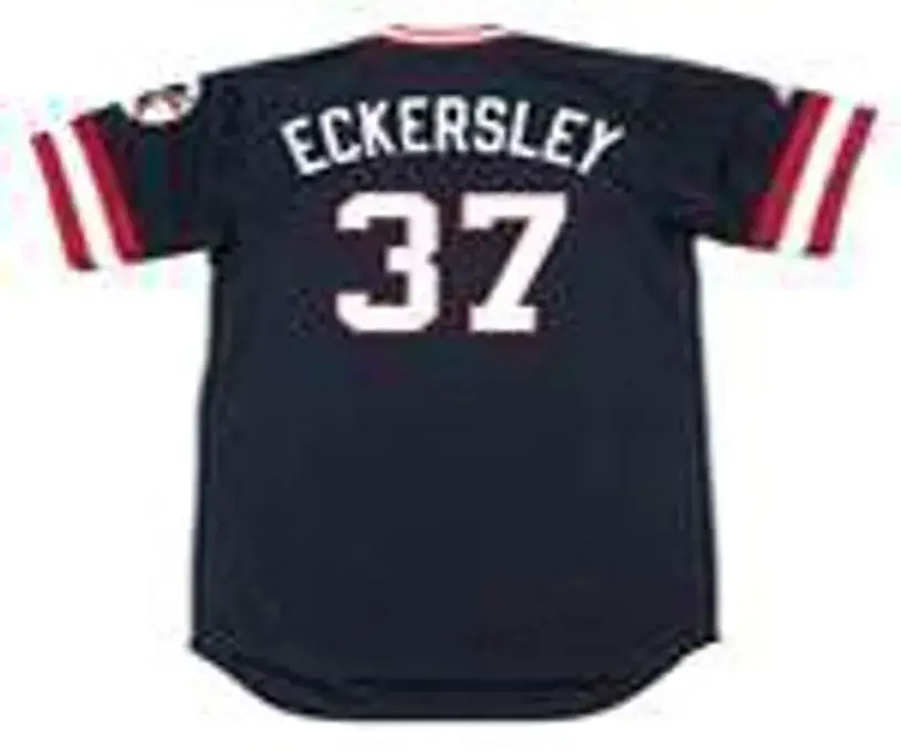 DENNIS ECKERSLEY Cleveland Indians 1977 Majestic Cooperstown Throwback Away Jersey 