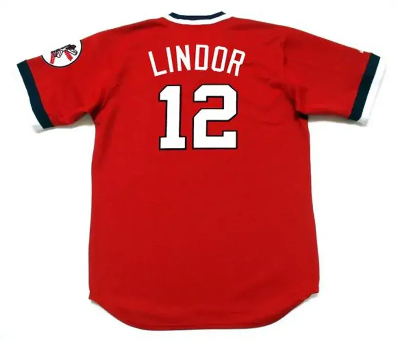 FRANCISCO LINDOR Cleveland Indians 1970’s Majestic Throwback Red Jersey 