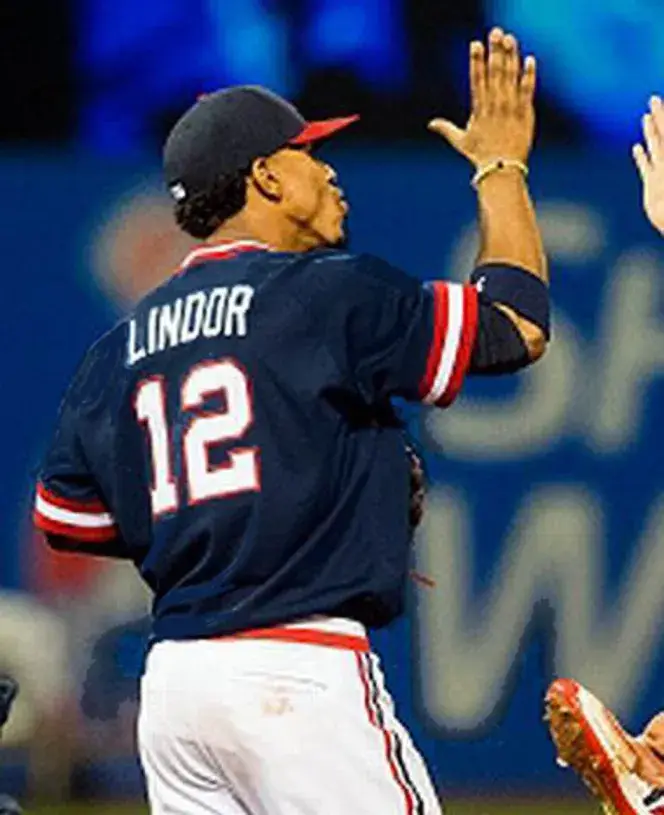 FRANCISCO LINDOR Cleveland Indians 1970’s Majestic Throwback Red Jersey 