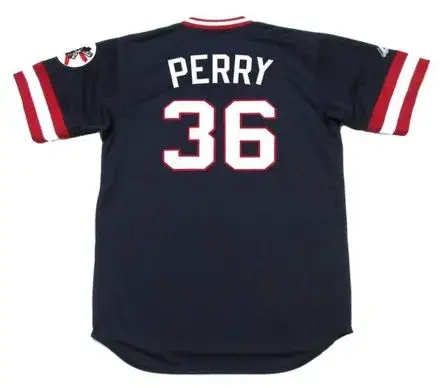 GAYLORD PERRY Cleveland Indians 1975 Majestic Cooperstown Throwback Away Jersey 