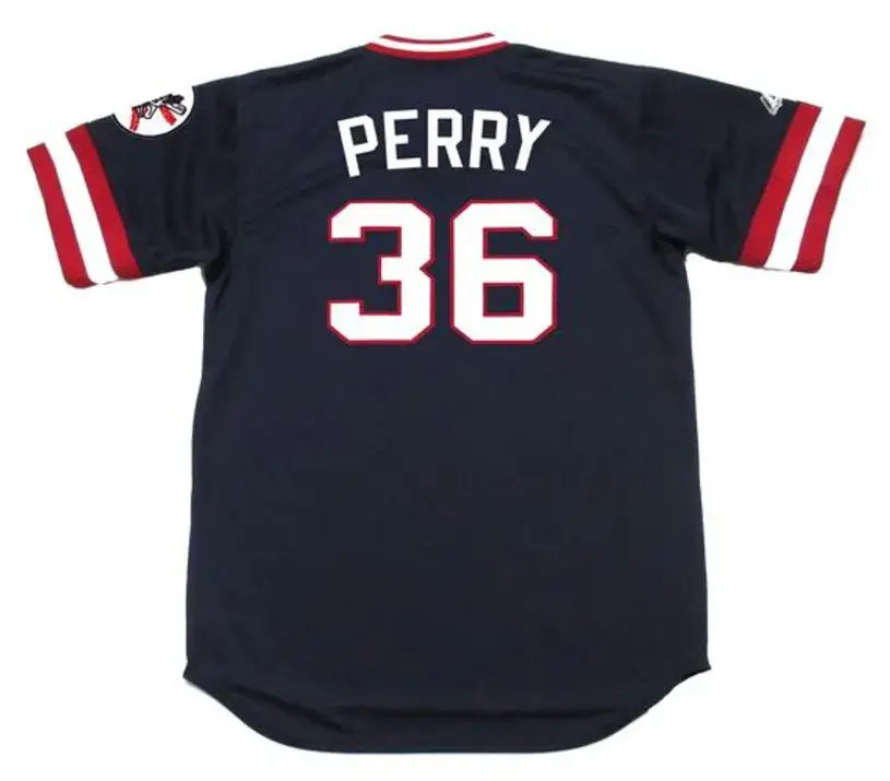 GAYLORD PERRY Cleveland Indians 1975 Majestic Cooperstown Throwback Away Jersey 