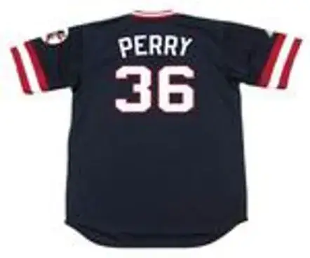 GAYLORD PERRY Cleveland Indians 1975 Majestic Cooperstown Throwback Away Jersey 