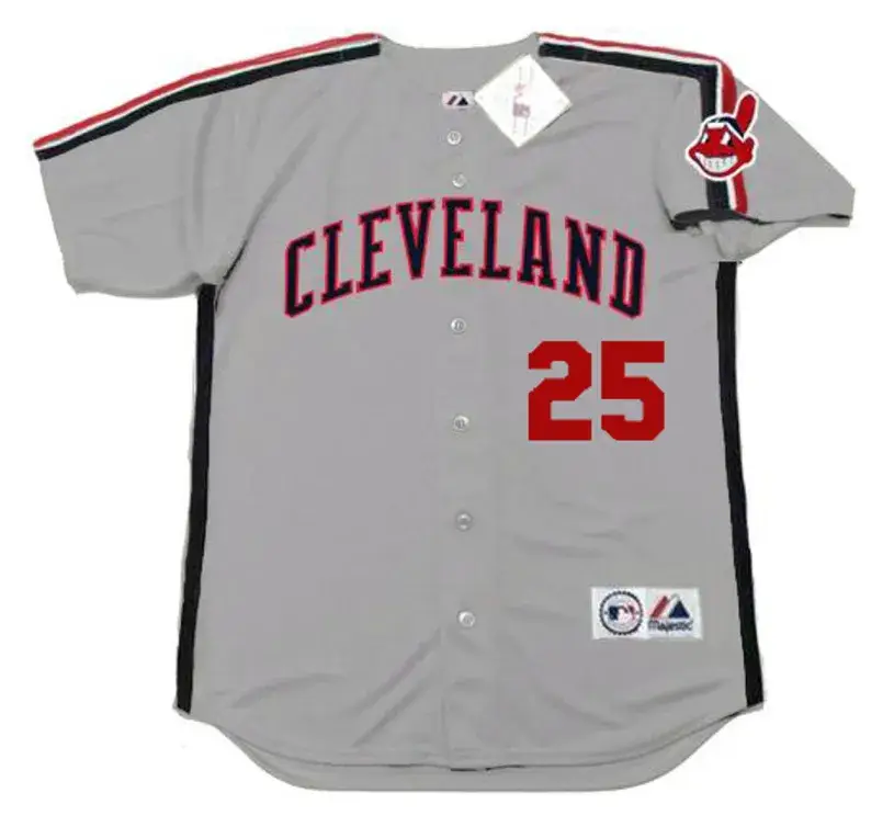 JIM THOME Cleveland Indians 1993 Away Majestic Baseball Throwback Jersey