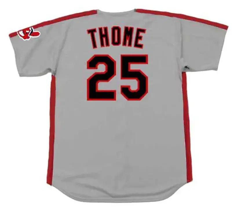 JIM THOME Cleveland Indians 1993 Away Majestic Baseball Throwback Jersey 