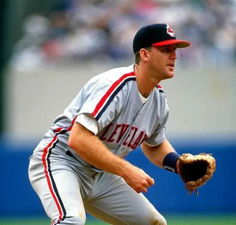 JIM THOME Cleveland Indians 1993 Away Majestic Baseball Throwback Jersey 